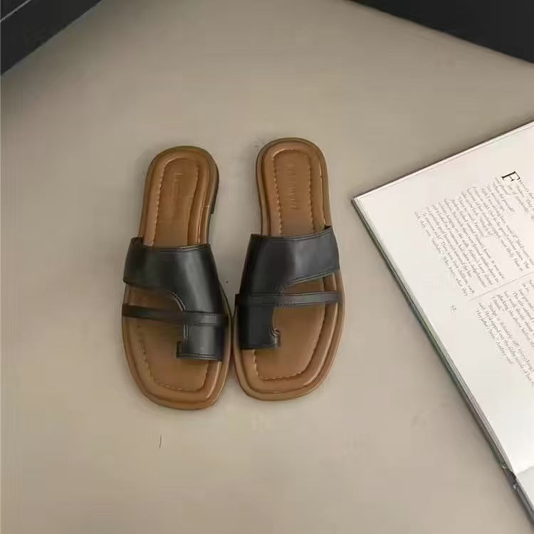 2024 Summer New Slippers Women's Korean Version Retro Simple Slippers Slippers Roman Sandals