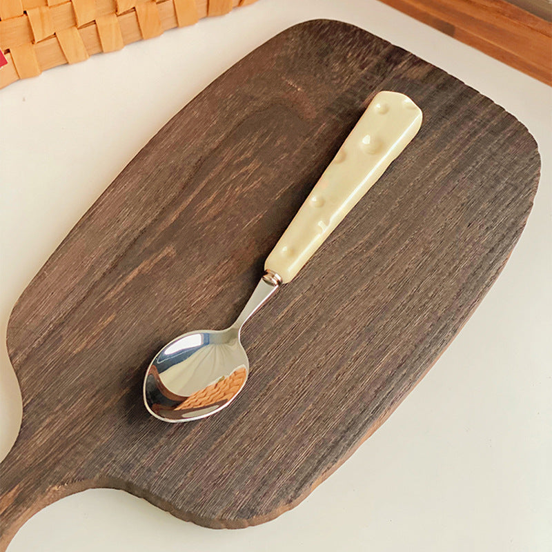 Knife and fork cutlery western food 304 stainless steel dessert spoon steak pasta fork ceramic coffee spoon custard ins set