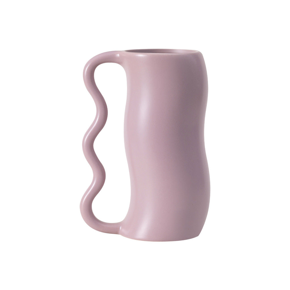 Bai Jiayue modern wabi-sabi wave handle ceramic vase ornament creative living room flower arrangement vase home décor