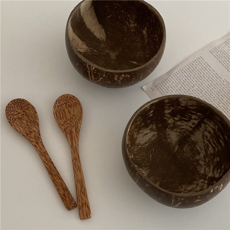 Niche creative coconut bowl, yogurt salad bowl, ins-style blogger, same fruit bowl, potbelly bowl, coconut spoon
