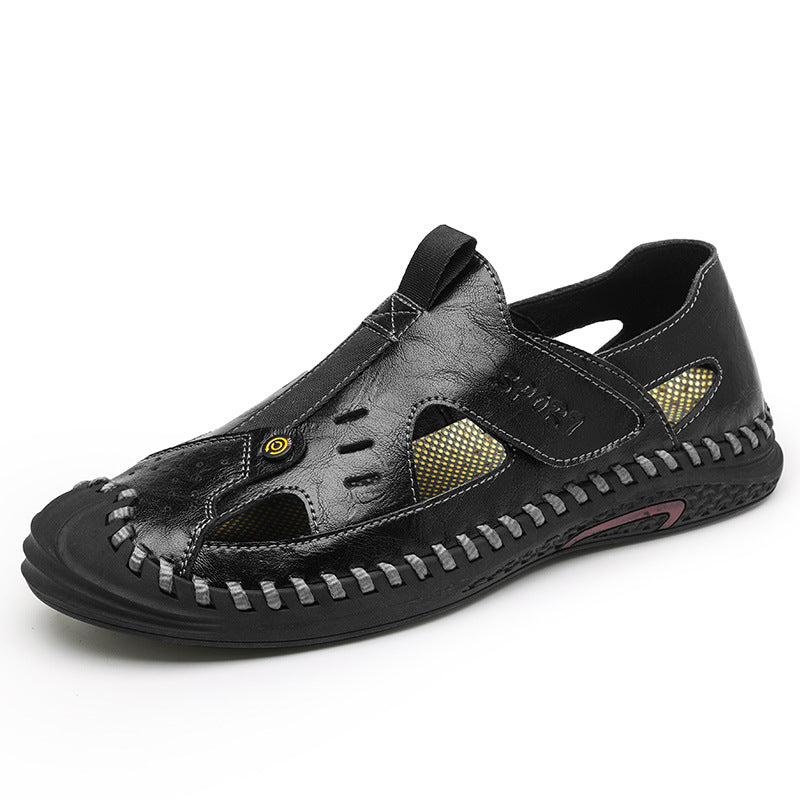 Summer casual men's shoes, fashionable outdoor hollow leather shoes, versatile beach sandals, cross-border plus-size AliExpress can be dropshipped