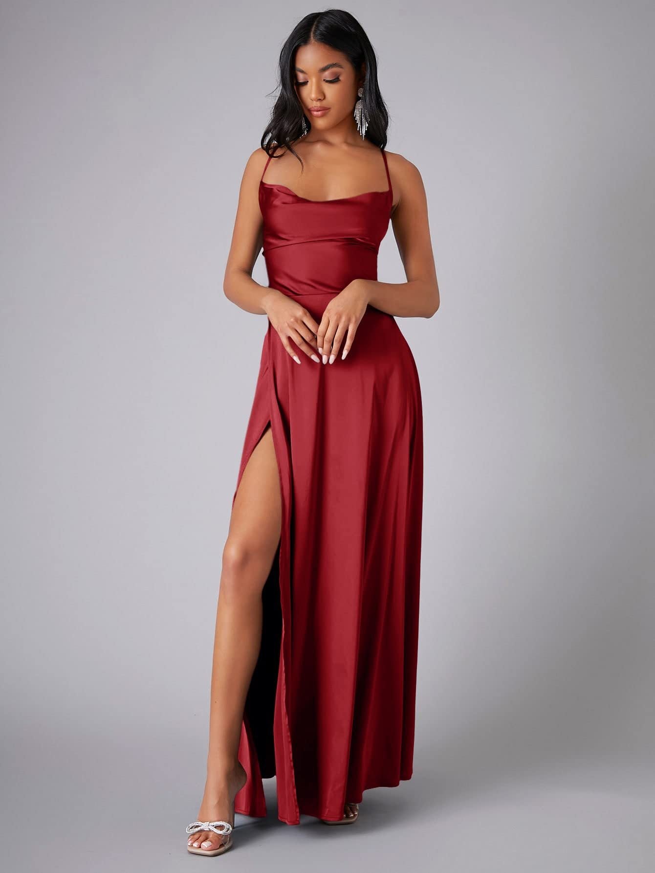 2024 new European and American foreign trade women's clothing sexy slim slim backless Amazon suspender waist dress long skirt