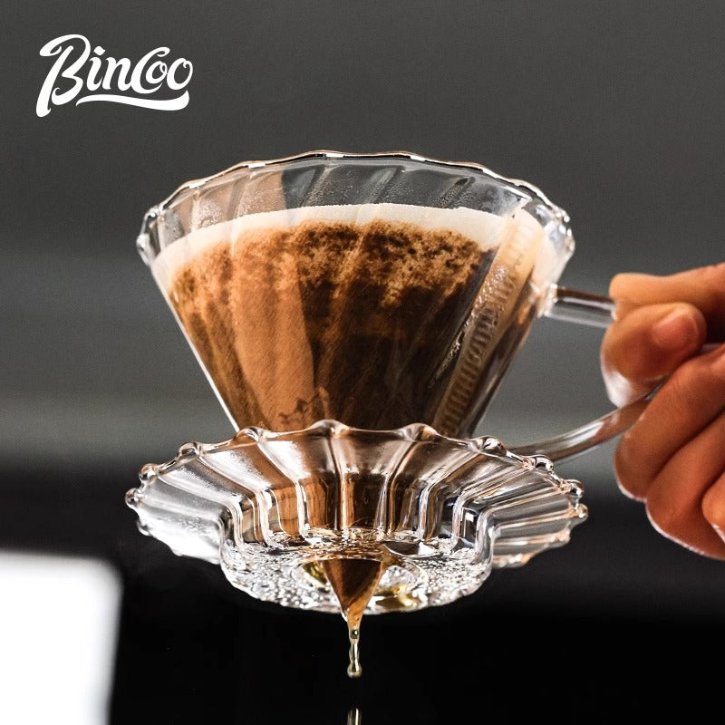 Bincoo Pour-Over Coffee Filter V60 High Borosilicate Glass Heat Resistant High Temperature Resistant Sharing Pot Coffee Ware Set
