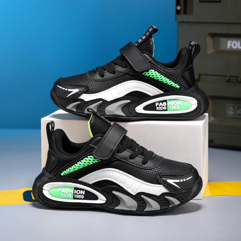 Boys shoes children's sneakers 2024 autumn and winter new leather waterproof soft sole boys running shoes warm wholesale