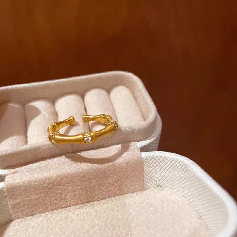 Court style retro gold enamel slub ring women's fashion high-end index finger ring new Chinese autumn and winter style ring