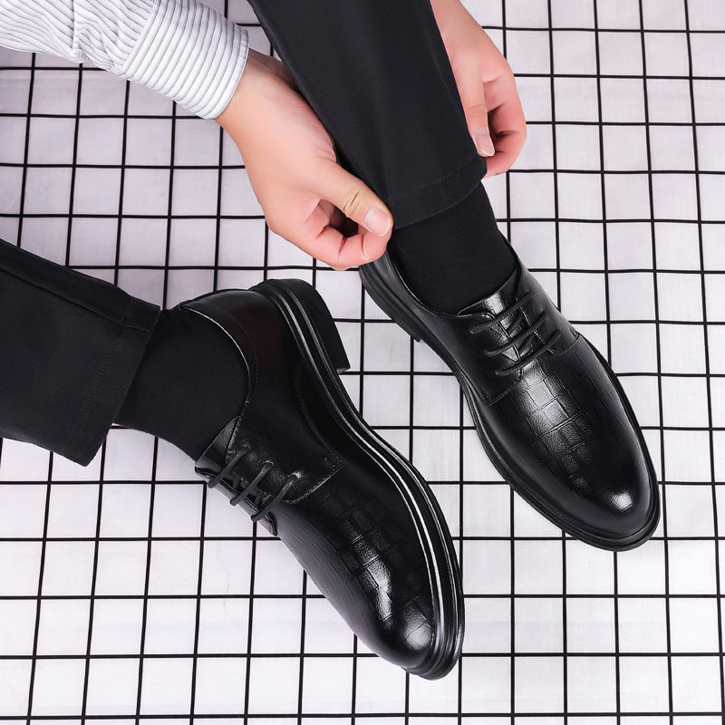 Leather shoes men's business formal wear casual trendy shoes spring British groom Korean version cross-border soft sole wedding leather shoes breathable
