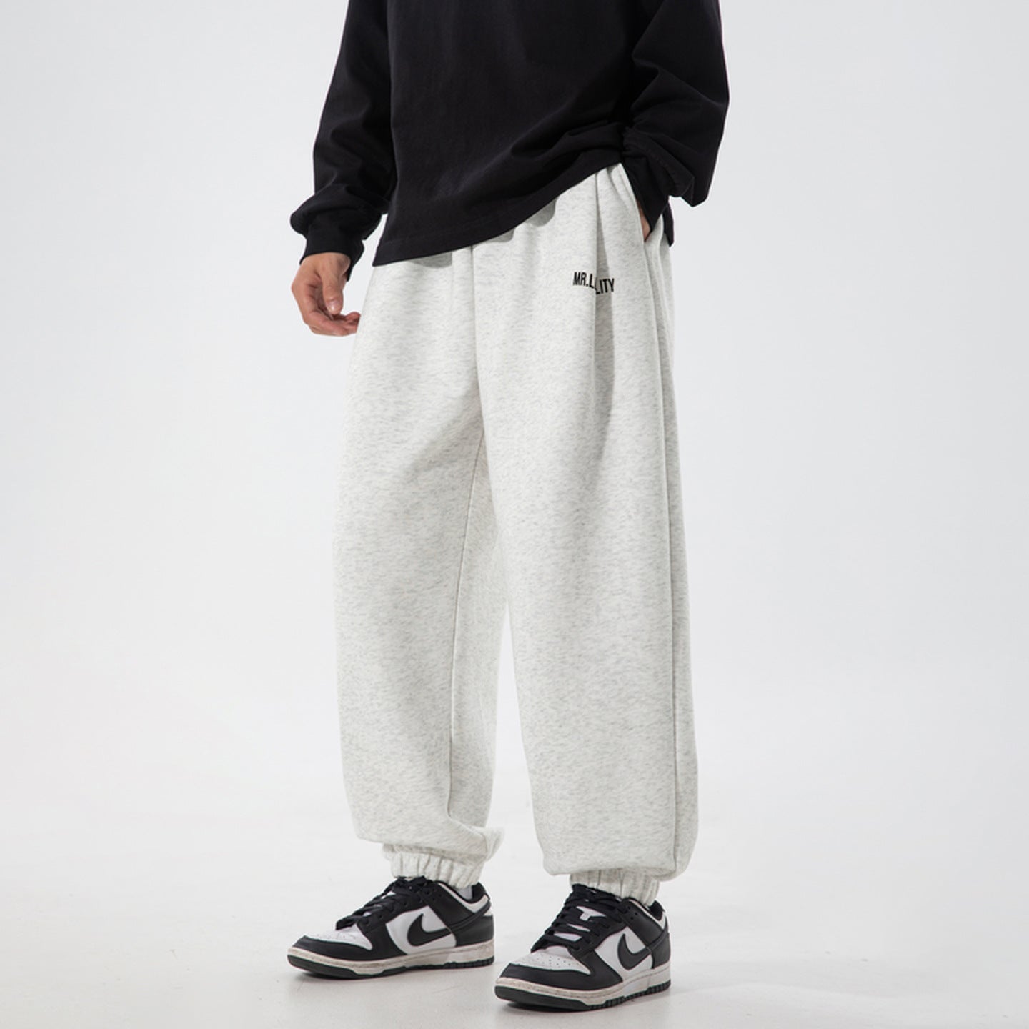 Contrasting letter print boutie sweatpants men's autumn loose silhouette athleisure pants trendy brand versatile long pants