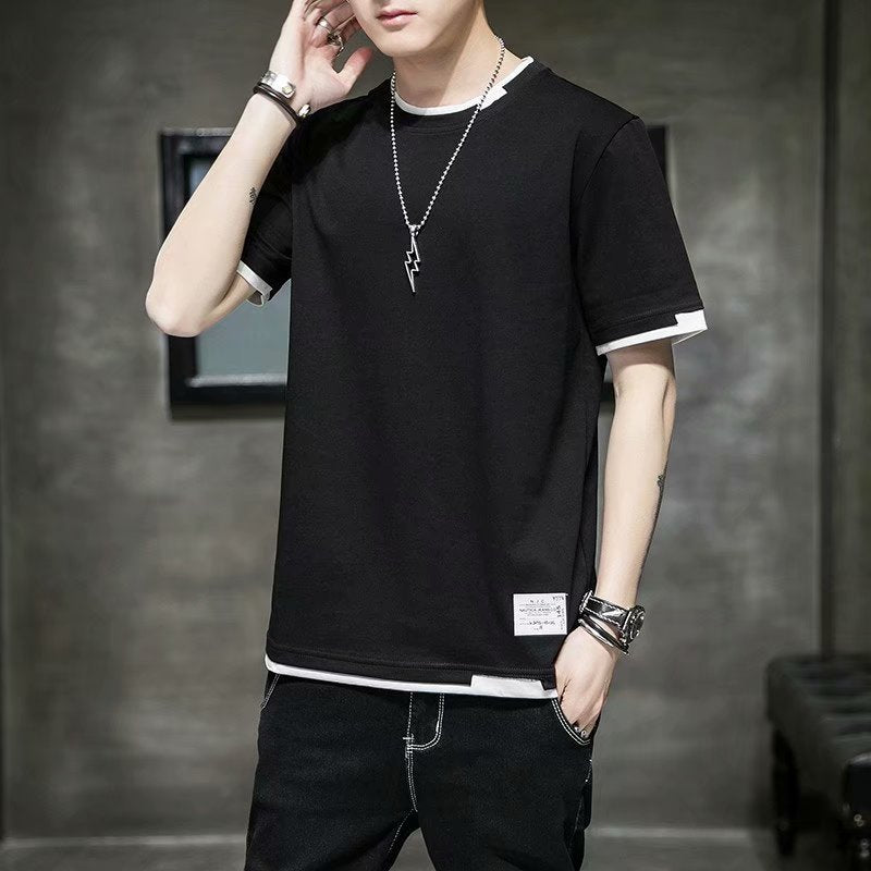 Men's short-sleeved t-shirt casual half-sleeved summer youth loose top men's new ins tide brand summer short-sleeved men