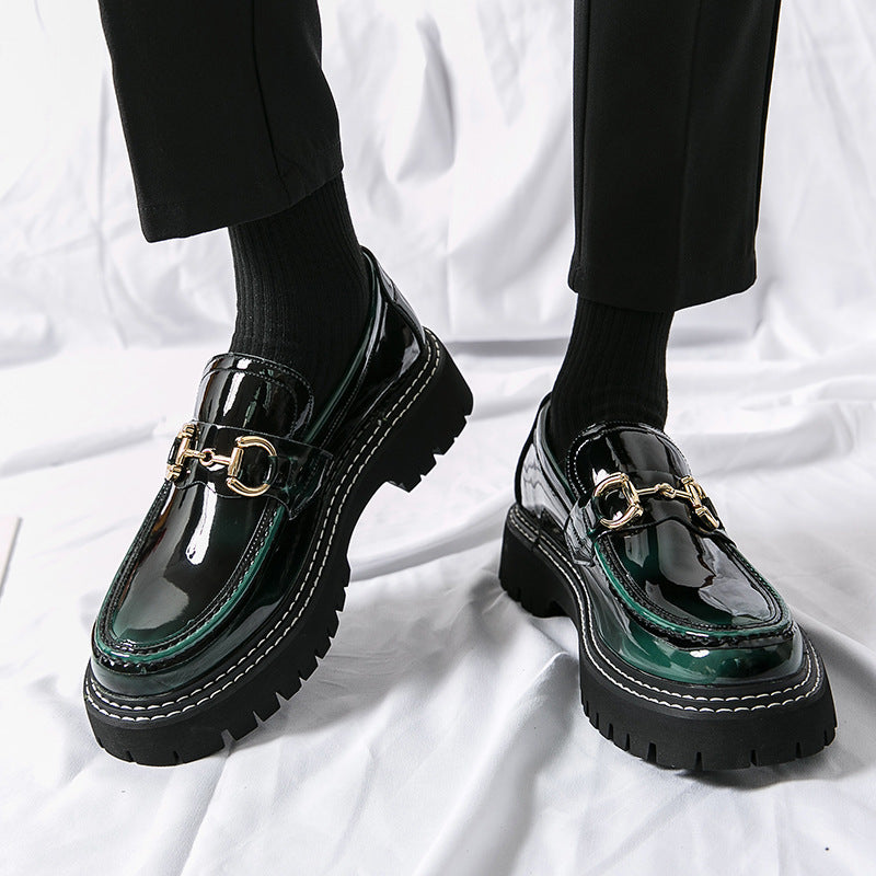 Foreign trade men's casual leather shoes men's round toe british shiny men's shoes business black overalls youth casual shoes wholesale