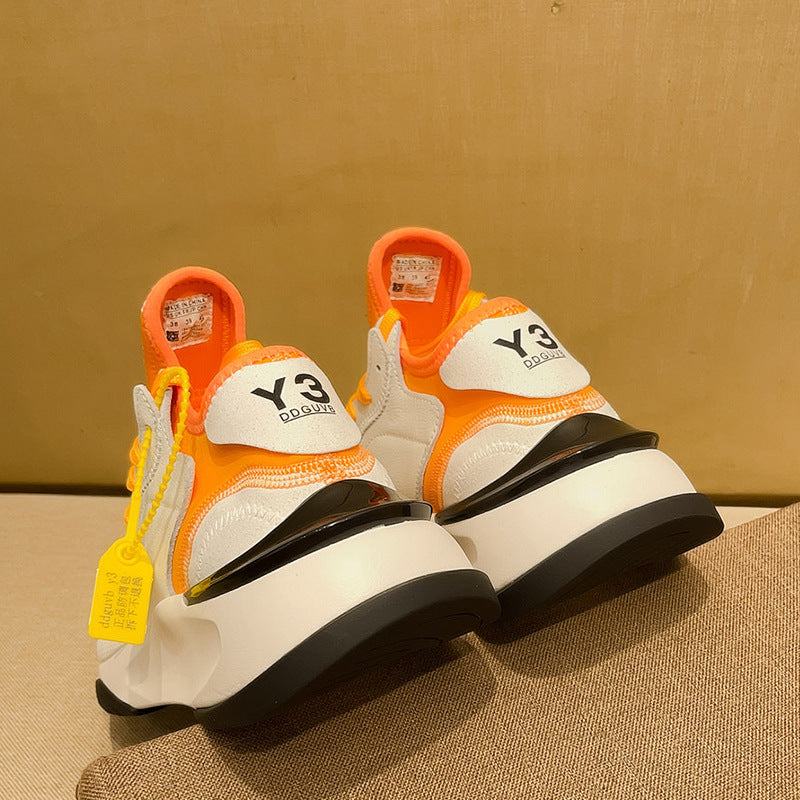 The new trendy brand Y3 Black Samurai Thick-soled Daddy Shoes Men's Tide Versatile Summer Breathable Leather Sneakers Men's Shoes