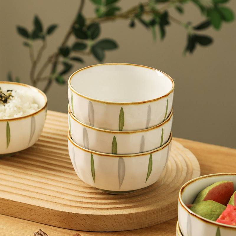 Japanese Style Fresh Rice Bowl Household Underglaze Color Tableware 2024 Amazon Hot Selling Bowl New High-value Tableware Noodle Bowl