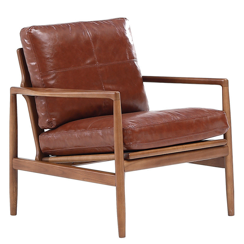 Solid wood leather sofa