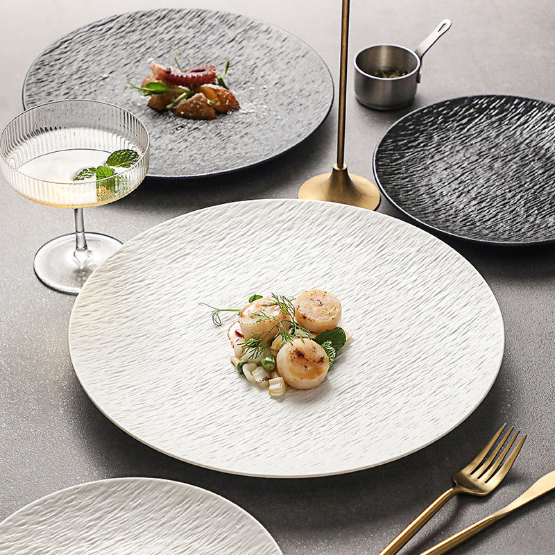 Ceramic steak plate, high-quality western plate, round plate, home steak plate, pasta plate, hotel personality plate