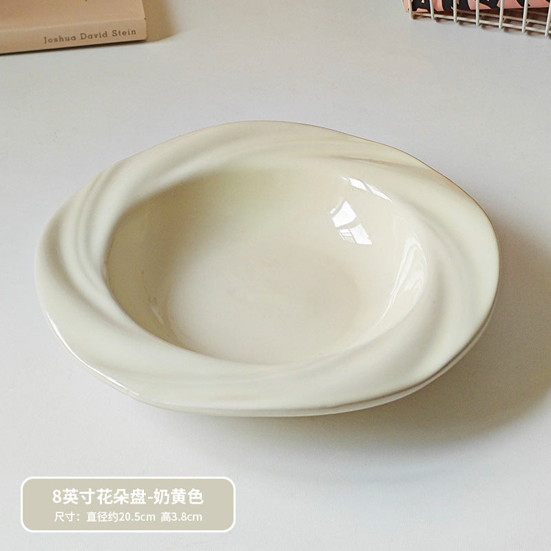ins style cute ceramic tableware, high-value plates, vegetable plates, pasta plates, Western plates, household high-end dessert plates