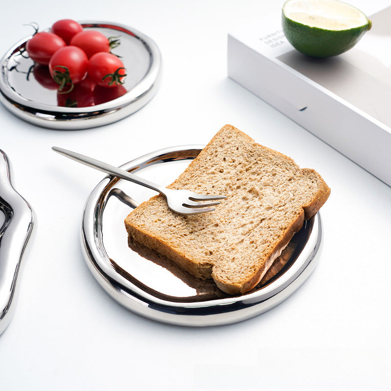 Byron ins galvanized silver tray photo props jewelry storage tray display plate light luxury ceramic jewelry ornaments