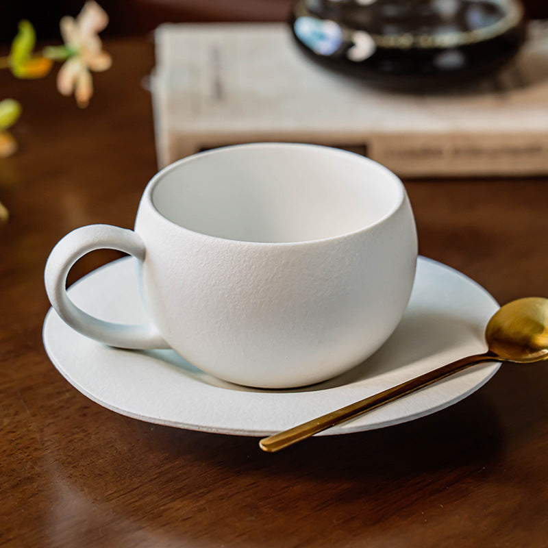 High-grade solid color coffee cup wholesale ceramic cup saucer set for home simple breakfast mug restaurant latte art cup