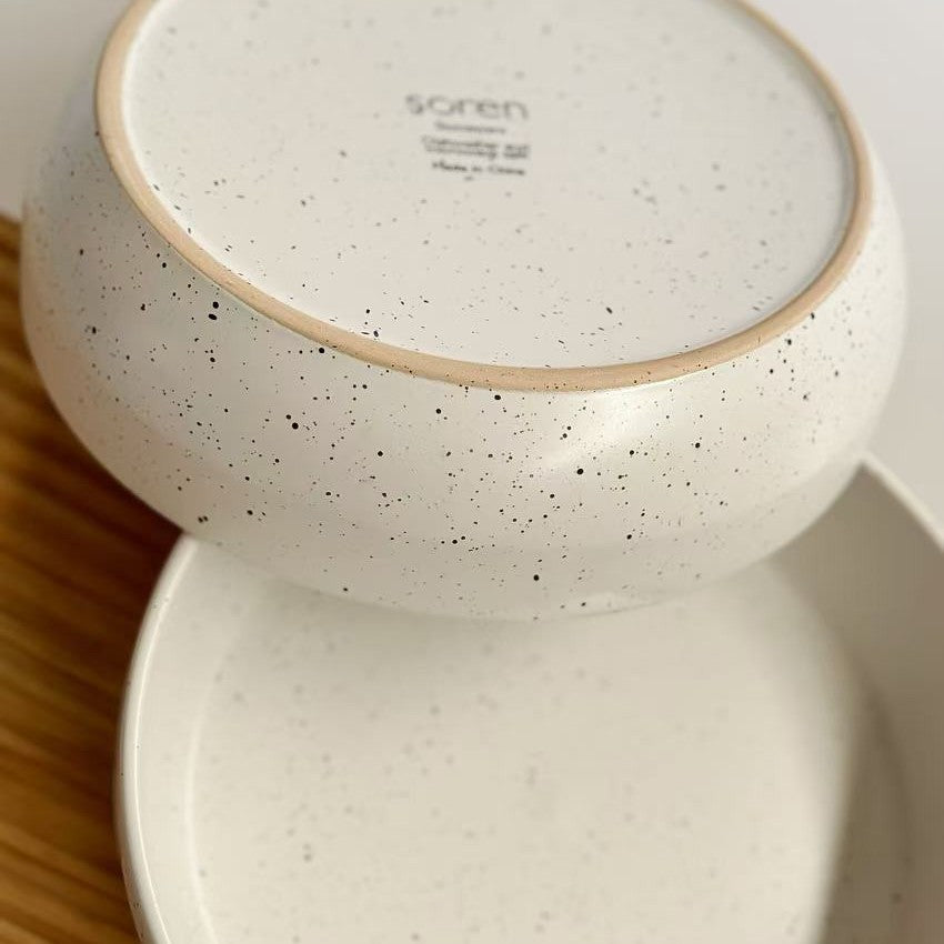 High value retro solid color matte 8 inch large soup plate wabi-sabi style Japanese simple plate salad soup dish