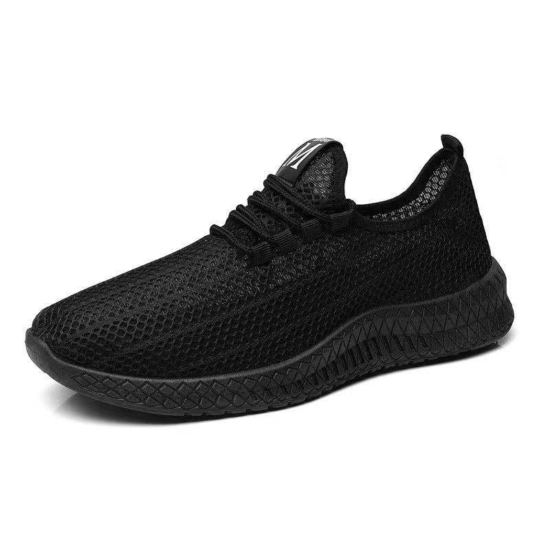 2024 Summer New Mesh Shoes Men's Korean Version Trendy Versatile Athleisure Shoes Mesh Breathable Running Shoes Soft Sole Non-slip