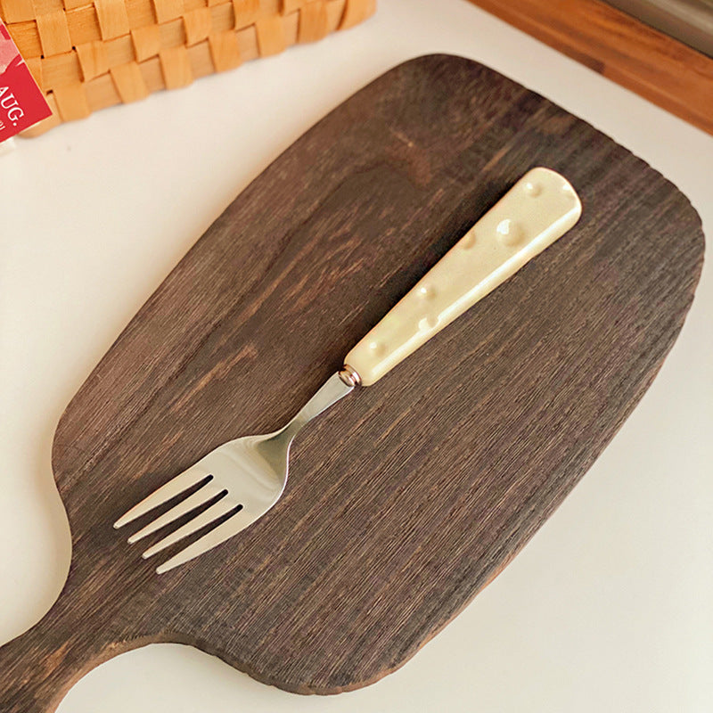 Knife and fork cutlery western food 304 stainless steel dessert spoon steak pasta fork ceramic coffee spoon custard ins set