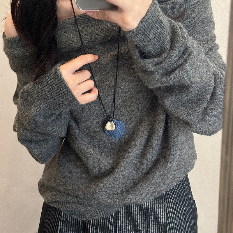 ins blogger denim love string necklace 2024 new fashion trend sweater chain niche simple necklace women