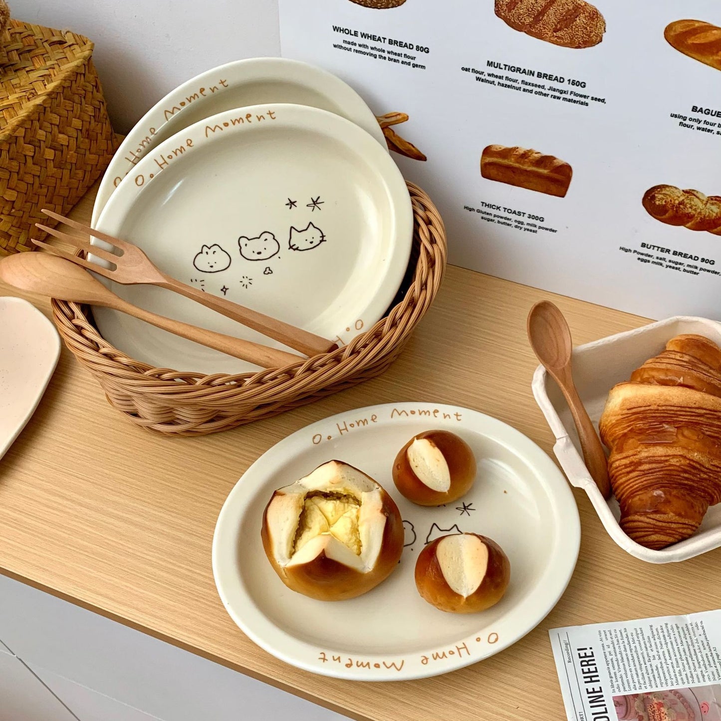Cream star cat ins style Korean illustration animal disc high-value salad breakfast fruit dessert plate