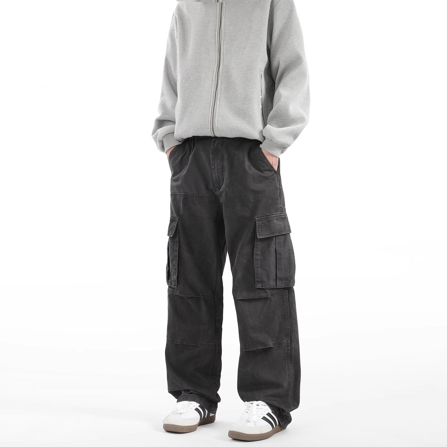 Cargo pants men's 2025 spring and autumn new American retro multi-pocket heavyweight handsome loose straight-leg casual long pants