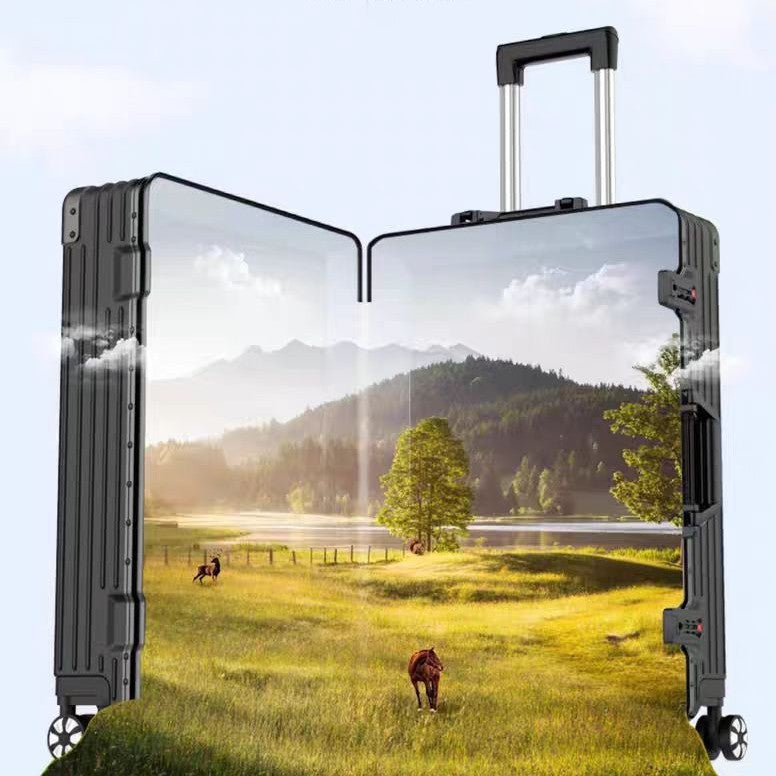 Large capacity suitcase password trolley case 20 inch carry-on suitcase aluminum frame thickened business case wholesale