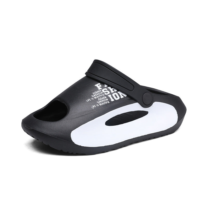 Children's sandals in summer, new heels, children's flip-flops, holes, non-slip boys, medium and large children's beach shoes