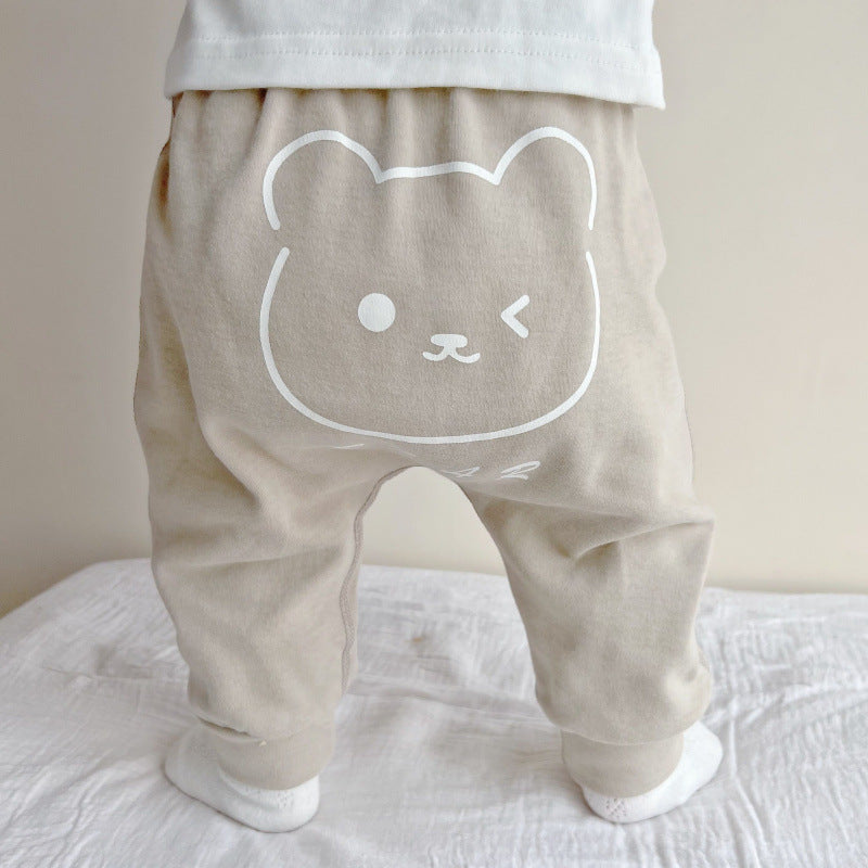 Baby big pp pants spring and autumn leggings male and female baby big ass pants cotton loose outer wear harem pants 1 year old