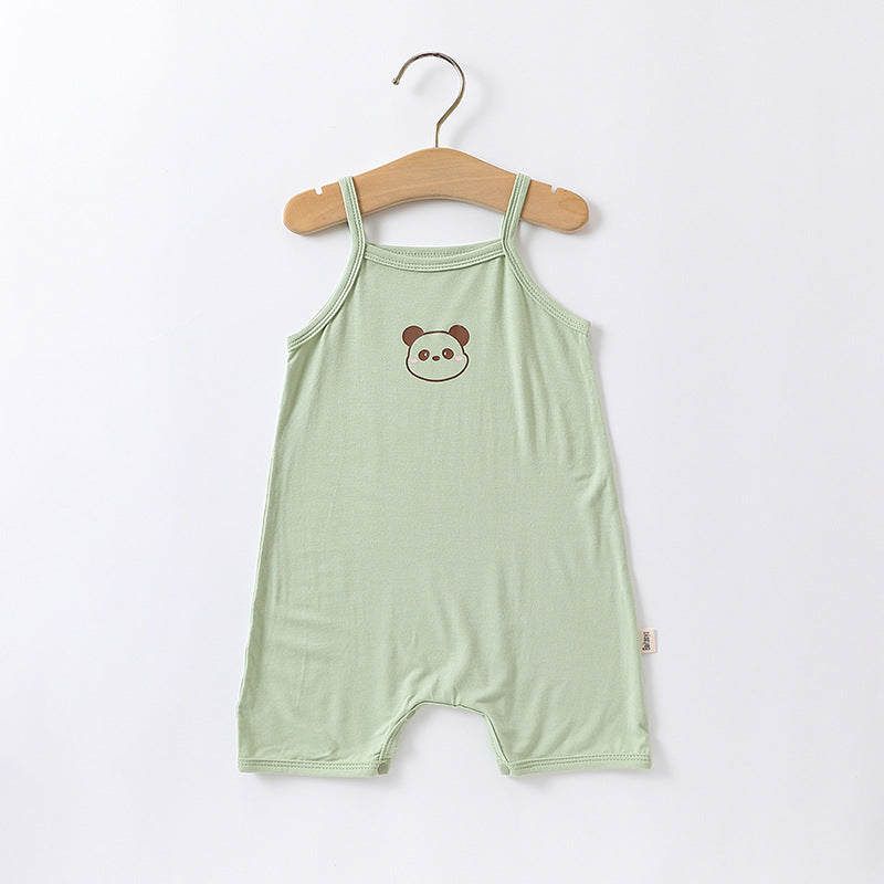 Baby suspender coveralls, sleeveless vests, bears, hayi, modal ice, silk, summer crawling clothes for boys and girls