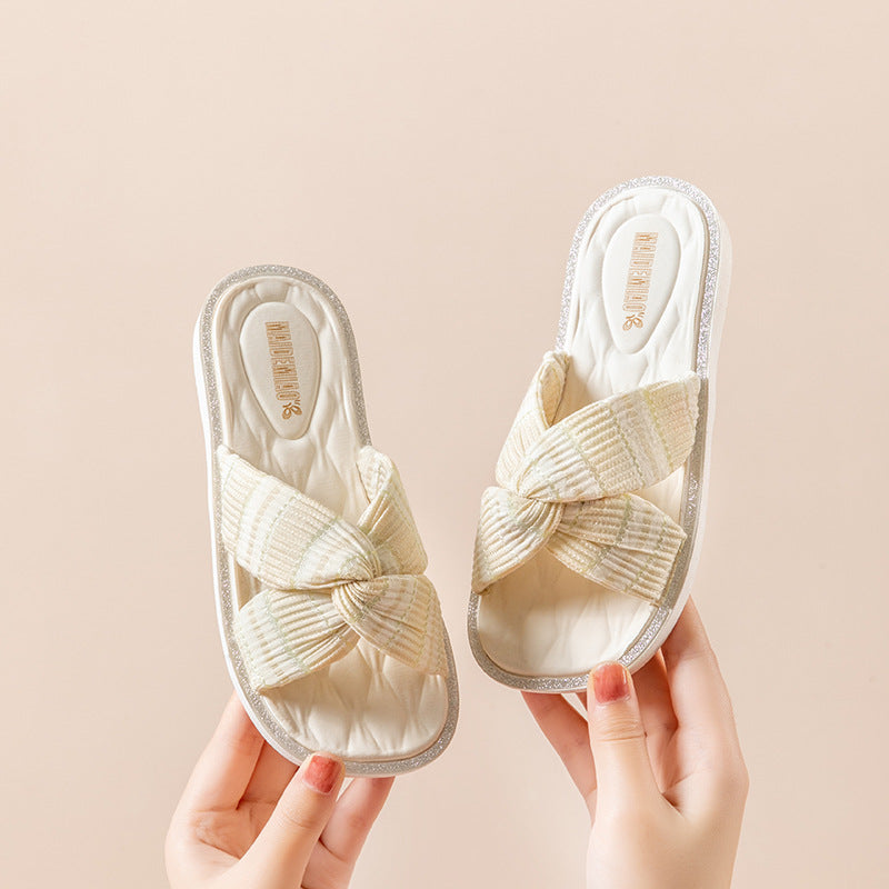 2025 New Kids Fashion Pearl Slippers Wholesale Summer Wear Non Slip Girls Indoor Soft Sole Princess Flip Flops