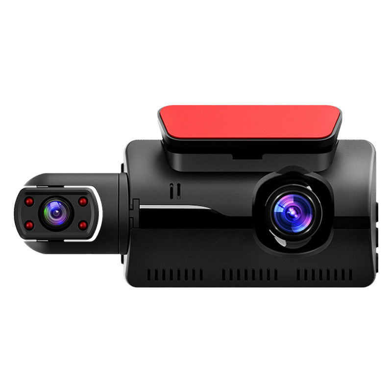 Cross-border vehicle front and interior 3-inch driving recorder HD dual-lens dual-recording 360-degree car camera 1080P