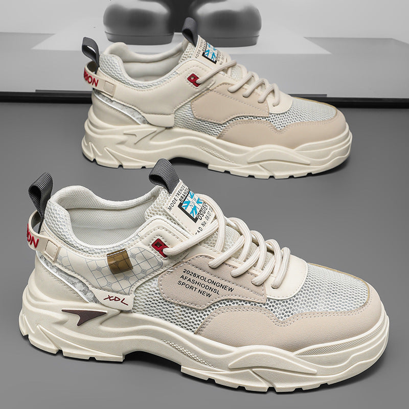 Men's shoes 2025 new summer mesh breathable thin hollow anti-odor mesh shoes sports casual men's workwear board shoes