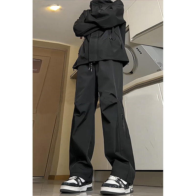 Windproof and waterproof jacket pants men's summer trendy brand drawstring corset cargo pants outdoor quick-drying sports hiking pants
