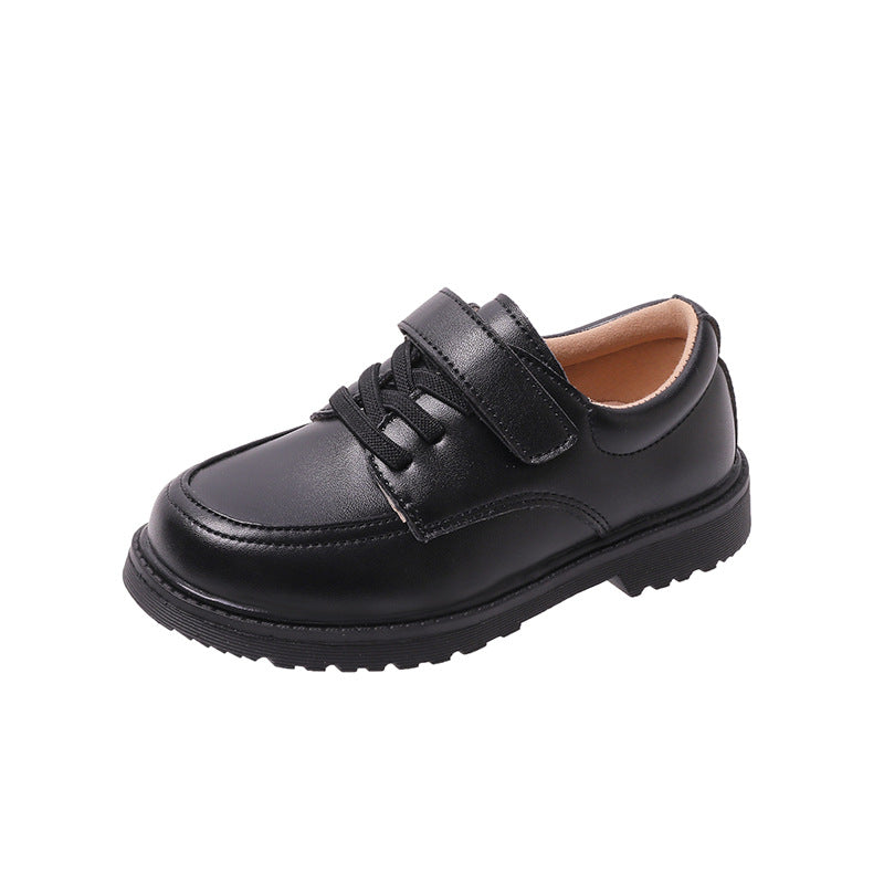 Boys' black patent leather shoes, small flower children's dresses, single shoes, primary and secondary school performance shoes, foreign trade cross-border