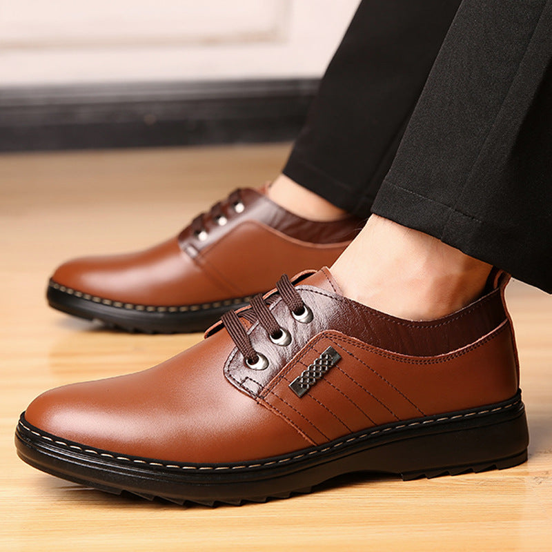 Men's leather shoes, British style, versatile, casual soft-soled beanie shoes, business formal wear trends, slip-on loafers, men's shoes