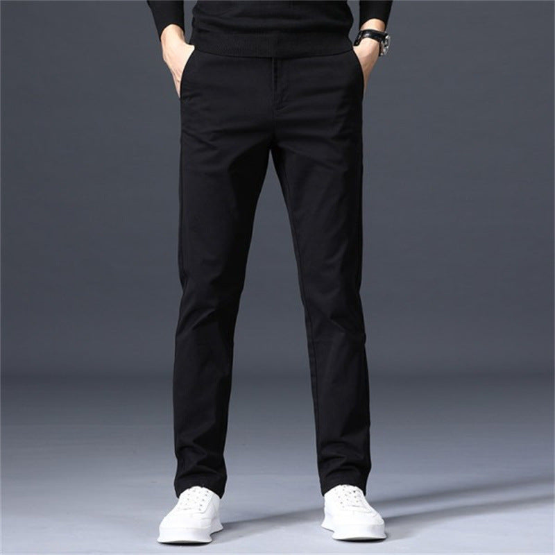 Pure cotton slacks, men's summer thin loose straight business suit pants, pure cotton stretch spring and autumn long pants