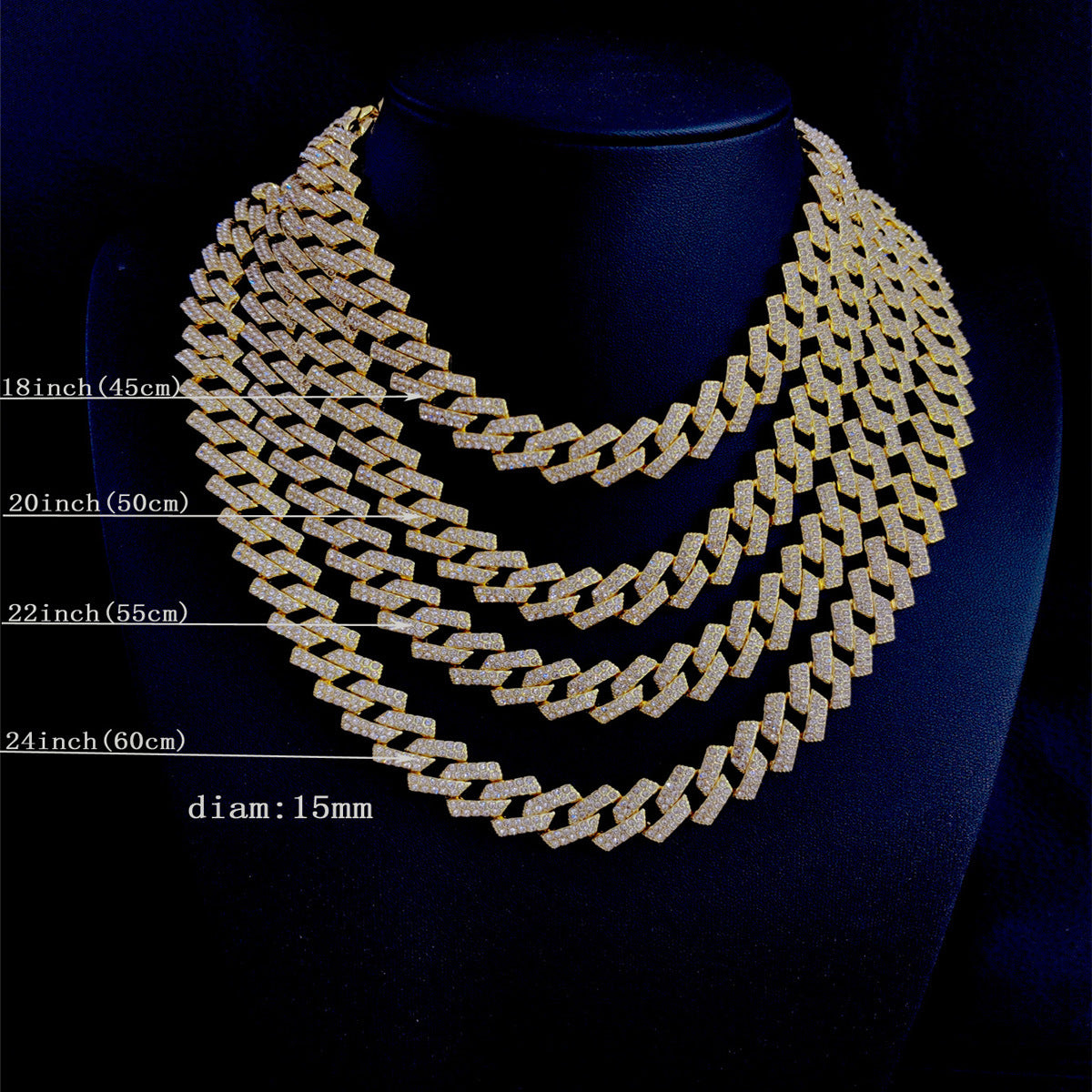 European and American alloy long double row full of diamonds Cuban chain men's hip hop line jewelry necklace wholesale bracelet women