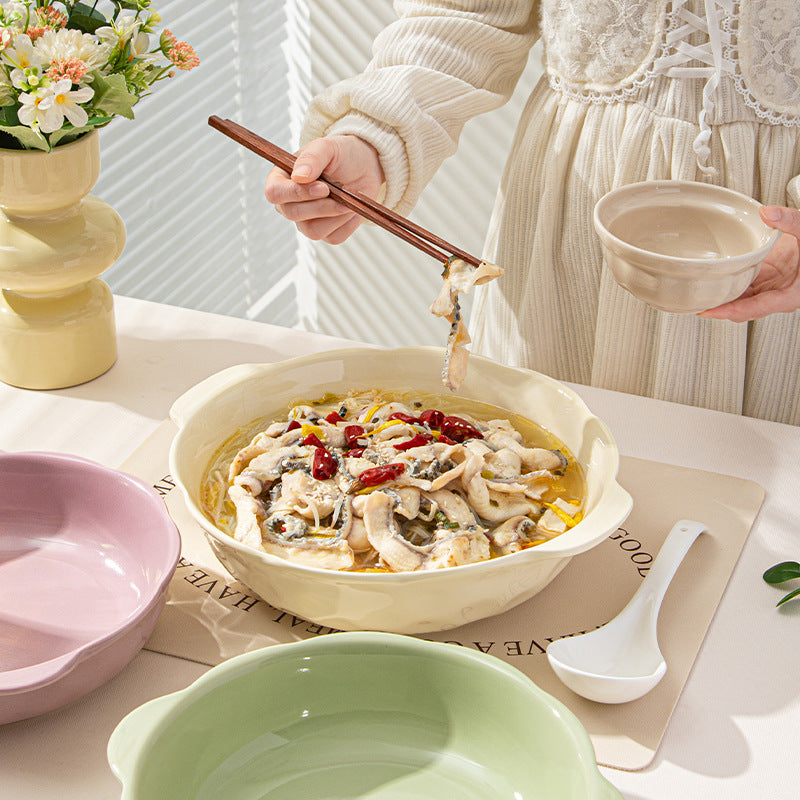Creative high-value cream ins-style large basin wholesale household large-capacity amphora ceramic bowl, soup bowl, sauerkraut fish bowl