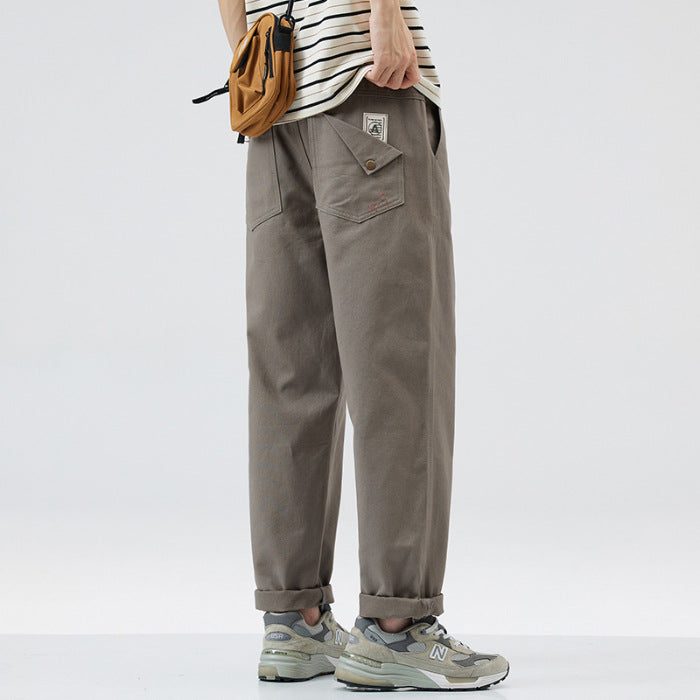 Ming|2024 Summer New Japanese Cargo Pants Men's Trendy Brand Loose Wide-leg Straight Casual Long Pants Men