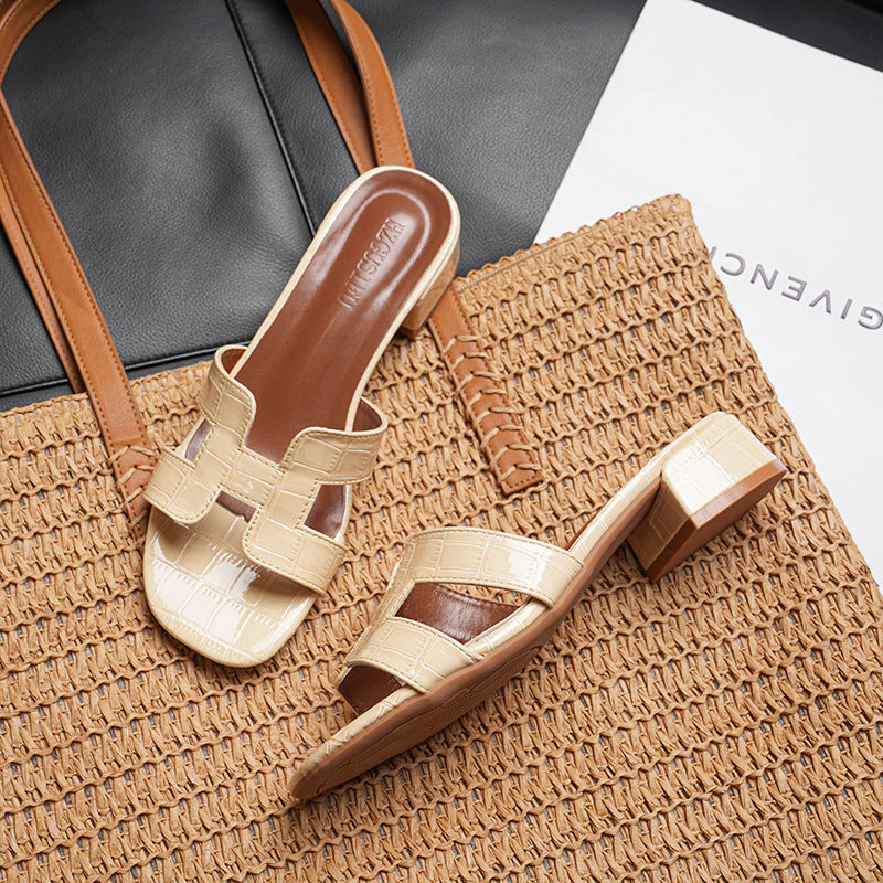 Three-centimeter low-heeled sandals 2025 summer new block-heeled slippers for women to wear for women, slip-flops for foreign trade