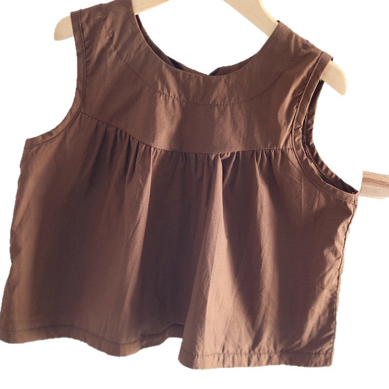 Girls' Fashion Suit Foreign Style New Kids Girls Summer Clothes Kids Summer Clothes Sleeveless Two-Piece Trend