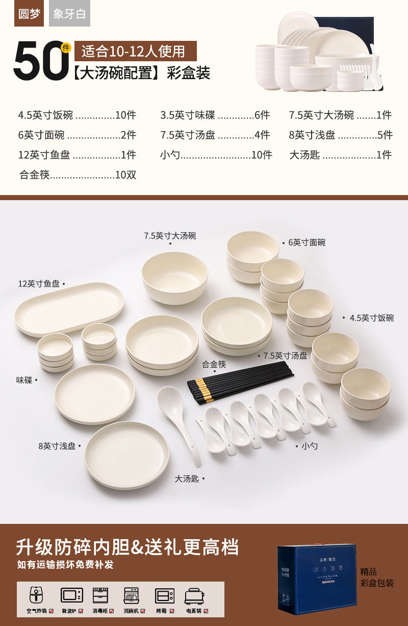 Ceramic Bowl Plate Cutlery Set