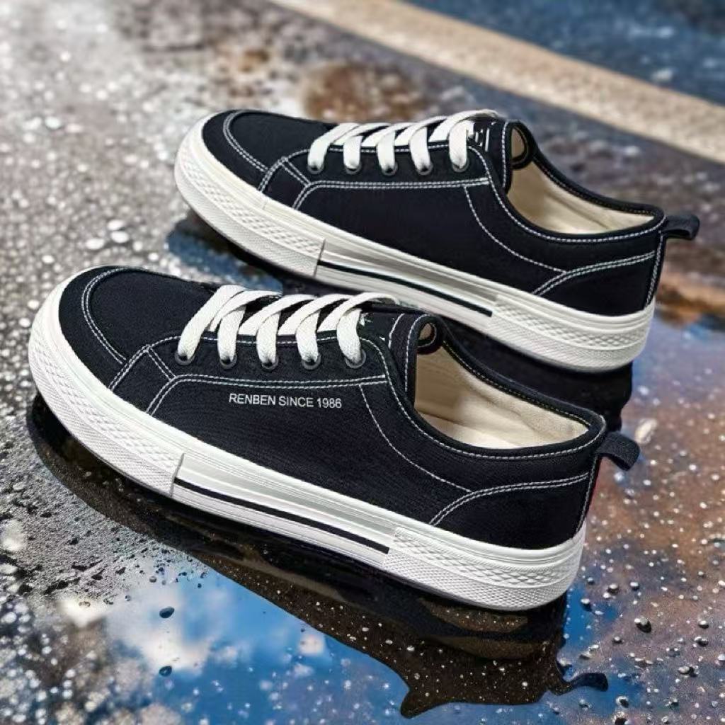 Canvas shoes men's 2025 new spring men's shoes versatile casual black and brown sports thick-soled thin single shoes on behalf of X