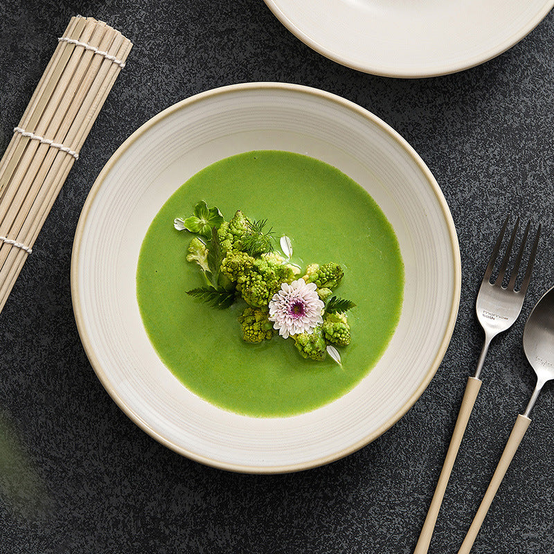 Plate Plate Vegetable Plate Household Plate Ceramic Cold Dish Plate 2023 New High-end Japanese Deep Dish Western Soup Plate