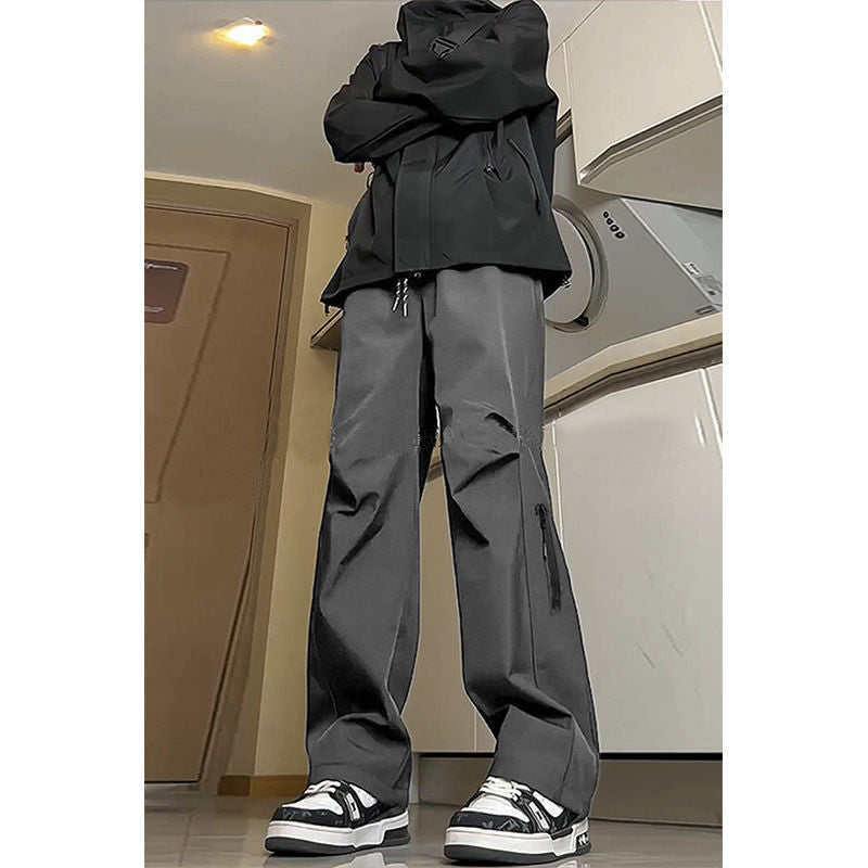American retro cargo pants, men's high street trendy outdoor waterproof hiking pants, straight-leg loose casual long pants
