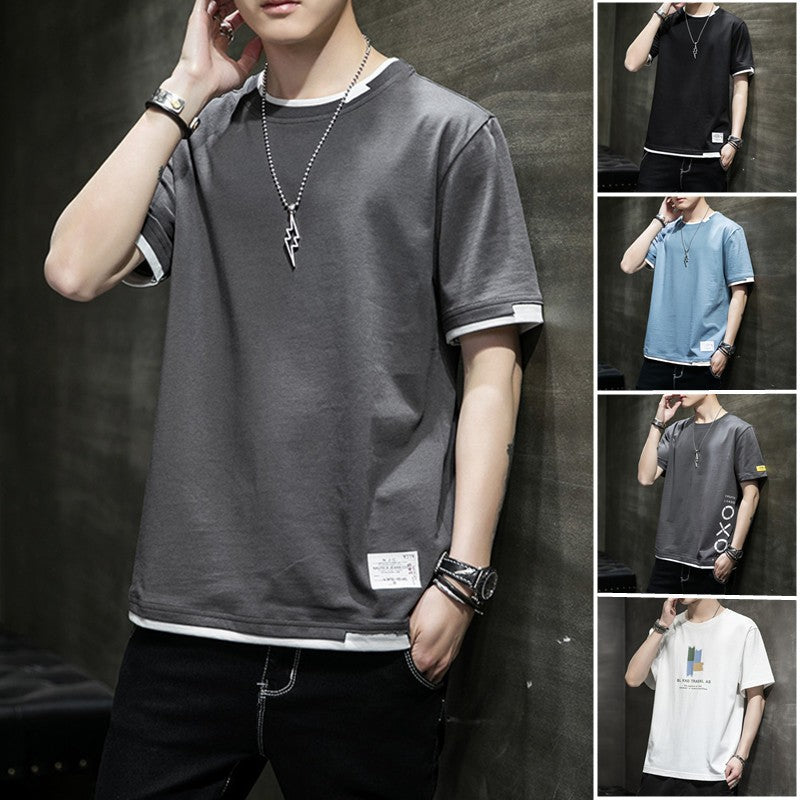 Men's short-sleeved t-shirt casual half-sleeved summer youth loose top men's new ins tide brand summer short-sleeved men
