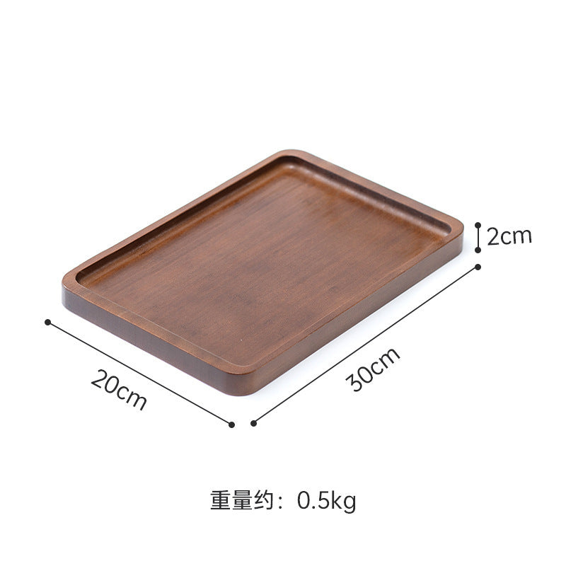 Light luxury retro nanzhu tea tray wooden tray commercial rectangular tea tray pastry handle barbecue serving dish plate