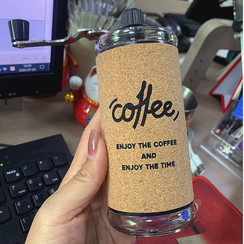 Amazon hot water cup heat insulation cork set coffee cup stainless steel hand poured mocha coffee pot gift set