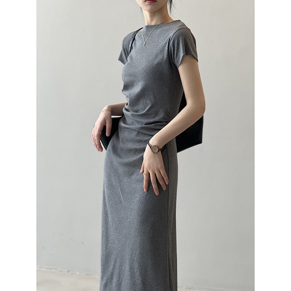 Yanshuang French temperament waist dress Summer new design sense flying sleeve T-shirt dress 80986